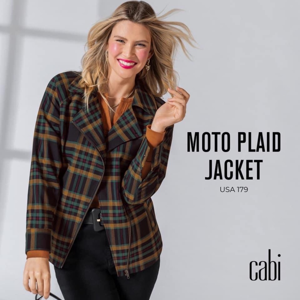 cabi Moto Plaid Jacket size S